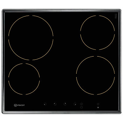 Indesit VRB640X Integrated Ceramic Hob, Black / Stainless Steel